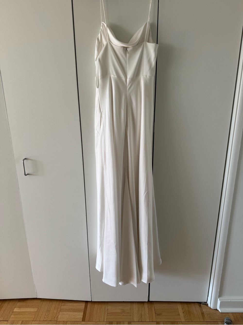 Fame and Partners White Strapless Cowl Gown with High Slit - Picture 7 of 9